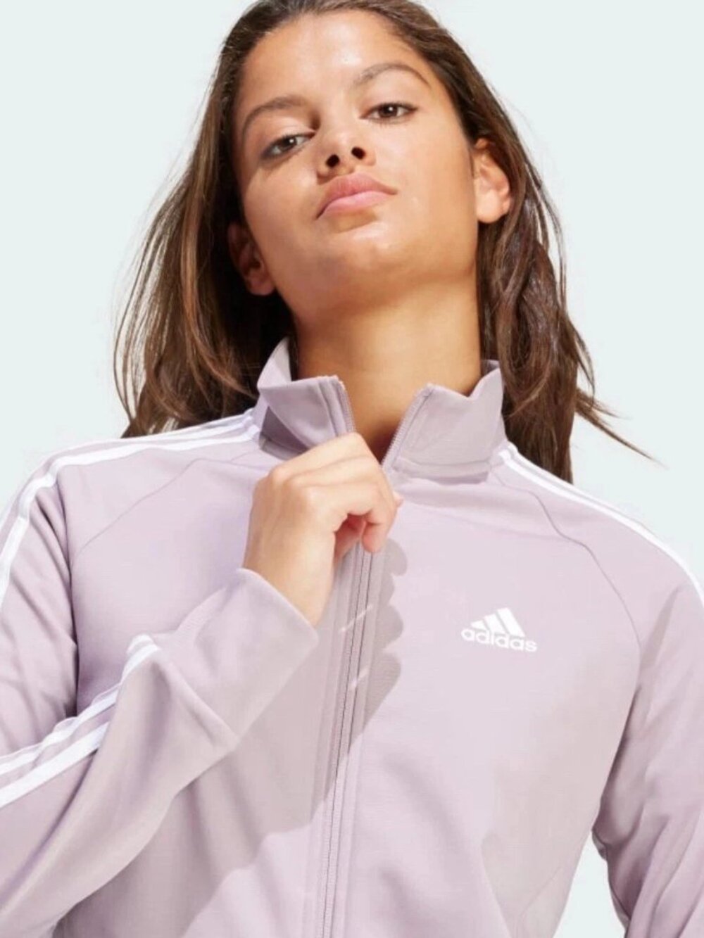 Small Adidas Women's Essentials 3-Stripes Track Jacket Preloved Fig NWT Size: S - Picture 2 of 3